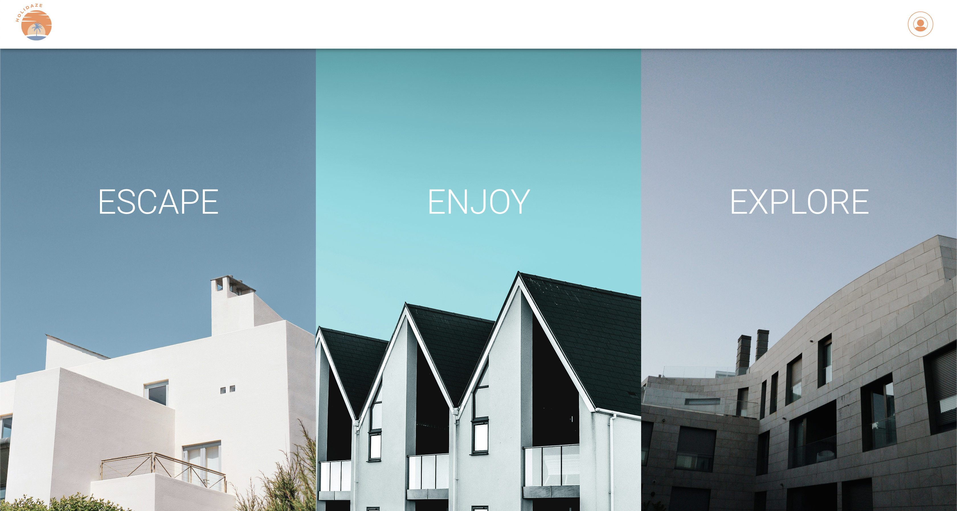 a screenshot of the home page to the Holidaze website